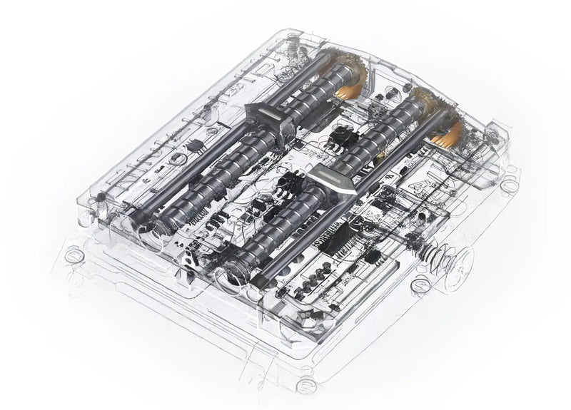 Intricate mechanical watch mechanism with gears and circuit board