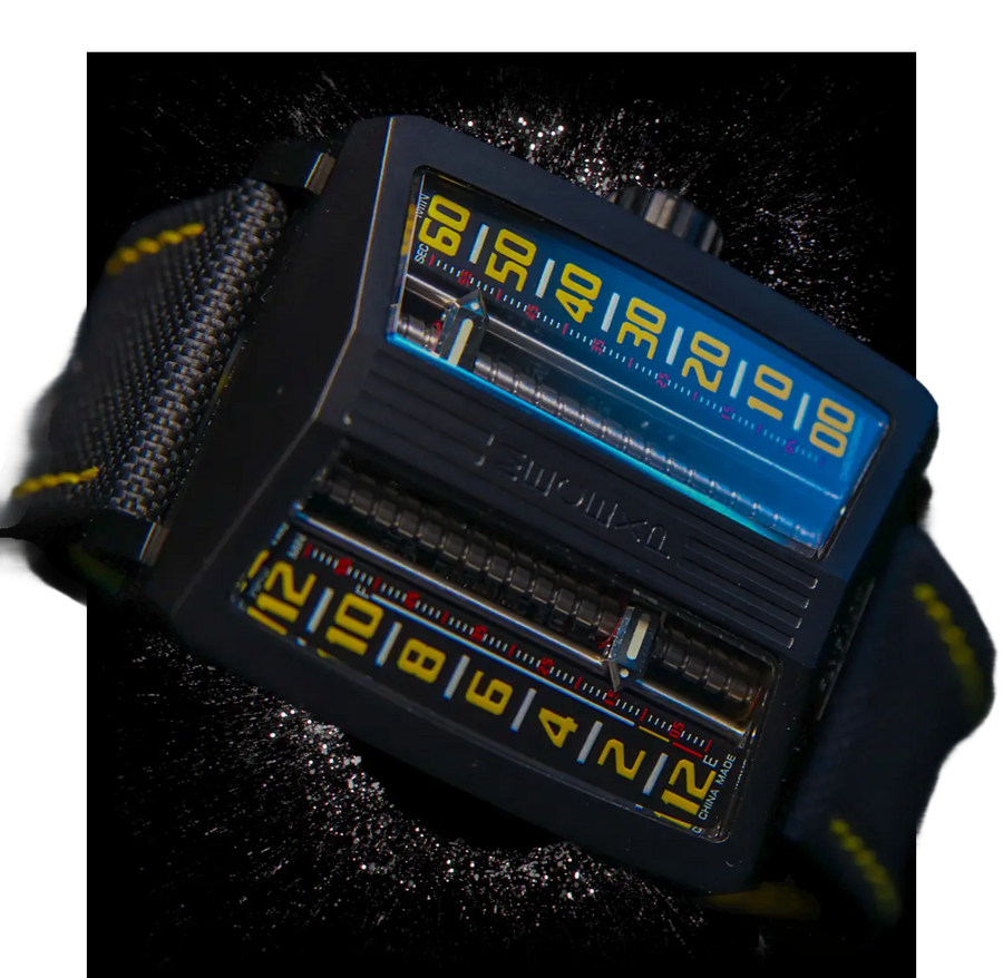 Intricate mechanical watch mechanism with gears and circuit board